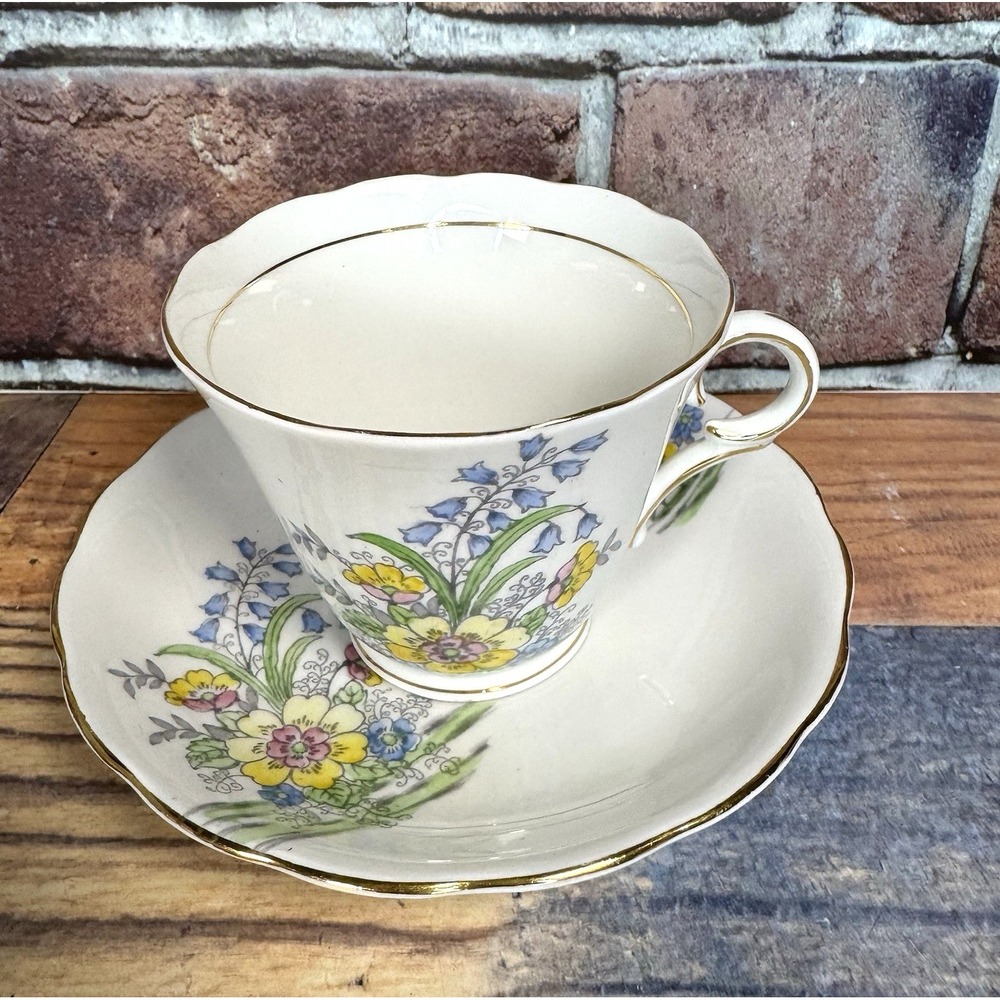 Vintage Colclough Teacup Saucer Pastel‎ Floral 6589 Longton England Granny Chic